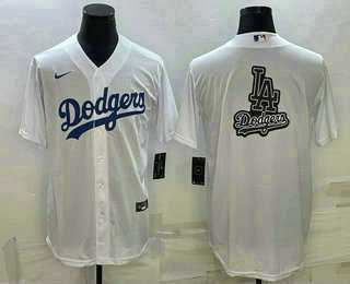 Men%27s Los Angeles Dodgers White Team Big Logo Cool Base Stitched Baseball Jerseys->los angeles dodgers->MLB Jersey